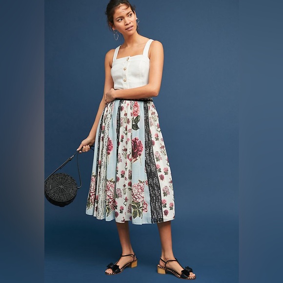 Anthropologie VERB by Pallavi Singhee “Condorcet” floral midi skirt / 6P / EUC - Picture 1 of 15
